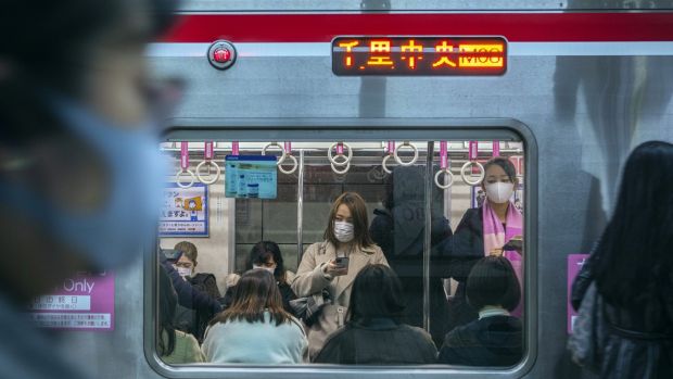 A women-only subway car in Osaka, Japan. Last year saw more women, but fewer men, take their own lives in Japan. Photograph: Hiroko Masuike/New York Times