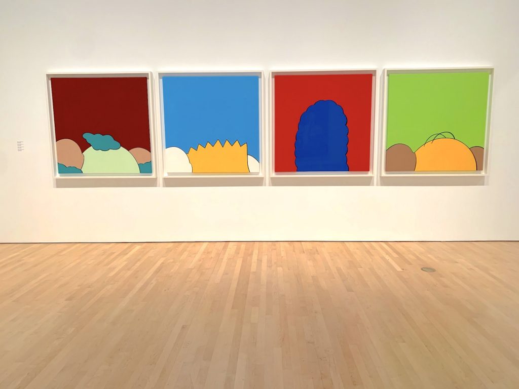 KAWS, Small K Landscape (2001), Small K Landscape (2001), Small B Landscape (2001), and Small H Landscape (2001). (Photo by Ben Davis)