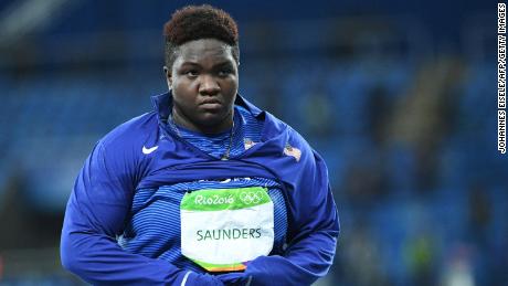 Saunders placed fifth in the shot put at the 2016 Rio Olympics. 