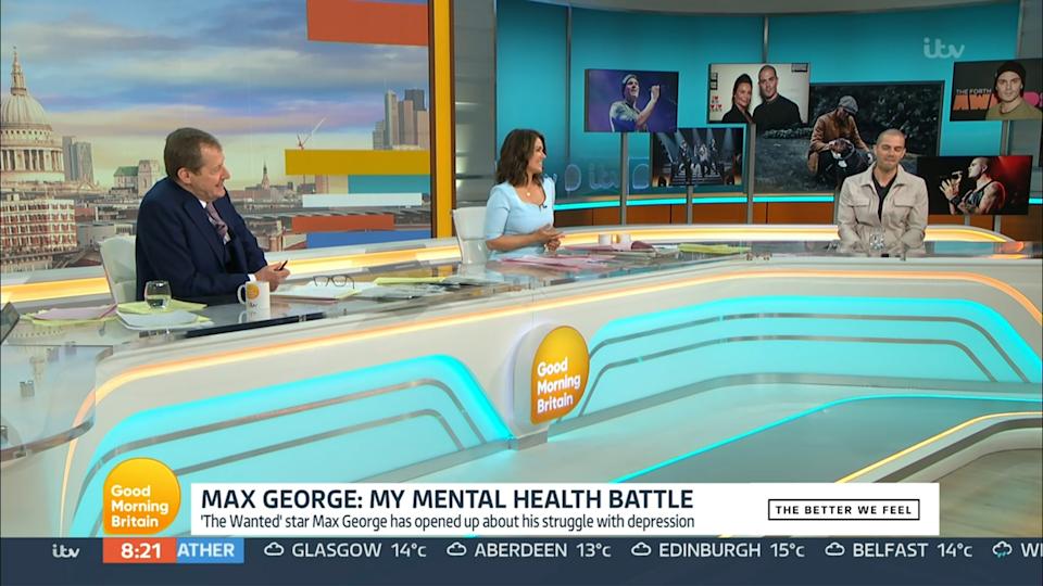 Mandatory Credit: Photo by ITV/Shutterstock (11896756n)
Max George
&#39;Good Morning Britain&#39; TV Show, London, UK - 10 May 2021