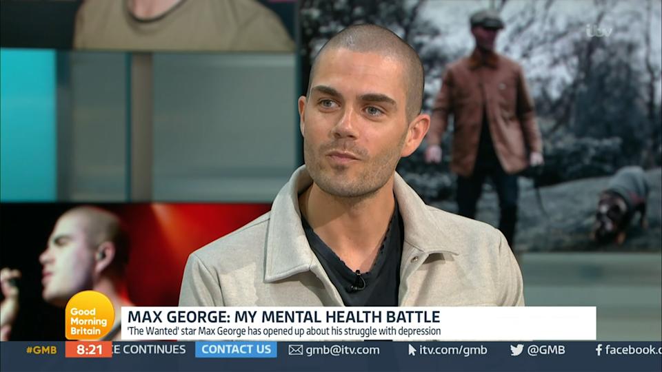 Mandatory Credit: Photo by ITV/Shutterstock (11896756m)
Max George
&#39;Good Morning Britain&#39; TV Show, London, UK - 10 May 2021